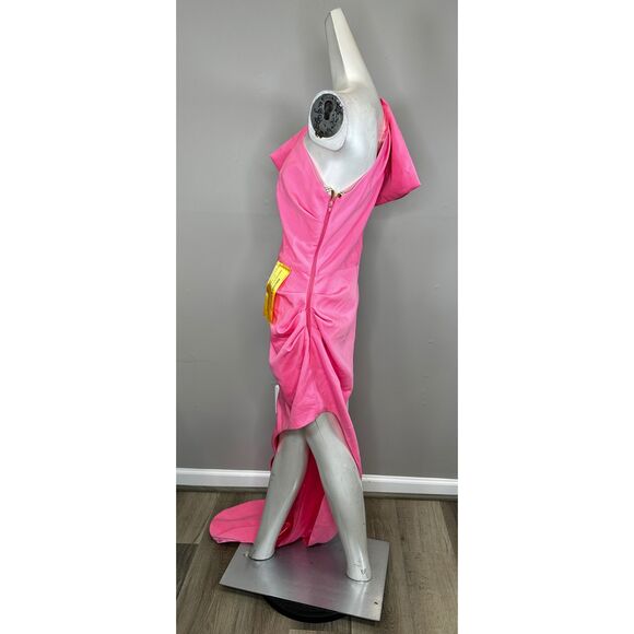 NWT Bronx And Banco Stella One Shoulder Bridal Gown Baby Pink Size 10 $695 - Picture 6 of 10